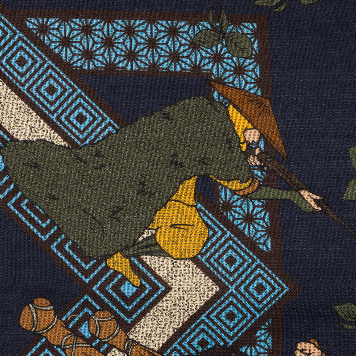 Japanese Hunter Wool / Silk Pocket Square - Navy - 40x40cm