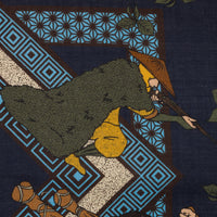 Japanese Hunter Wool / Silk Pocket Square - Navy - 40x40cm