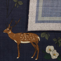 Japanese Hunter Wool / Silk Pocket Square - Navy - 40x40cm