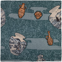 Vintage Kimono Silk Pocket Square - Teal