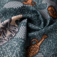 Vintage Kimono Silk Pocket Square - Teal