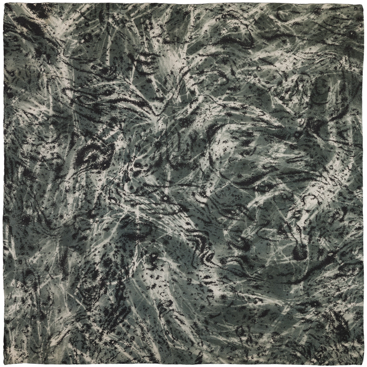 Vintage Kimono Silk Pocket Square - Steel