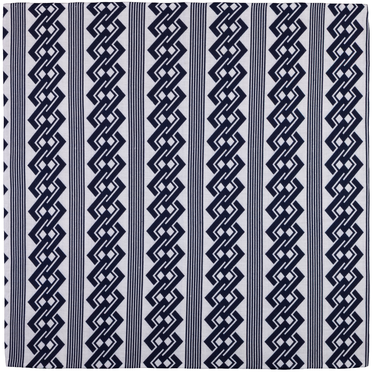 Vintage Kimono Cotton Pocket Square - White / Navy