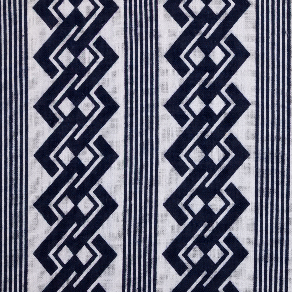 Vintage Kimono Cotton Pocket Square - White / Navy