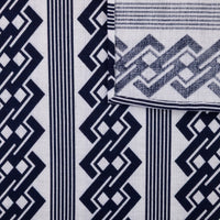 Vintage Kimono Cotton Pocket Square - White / Navy