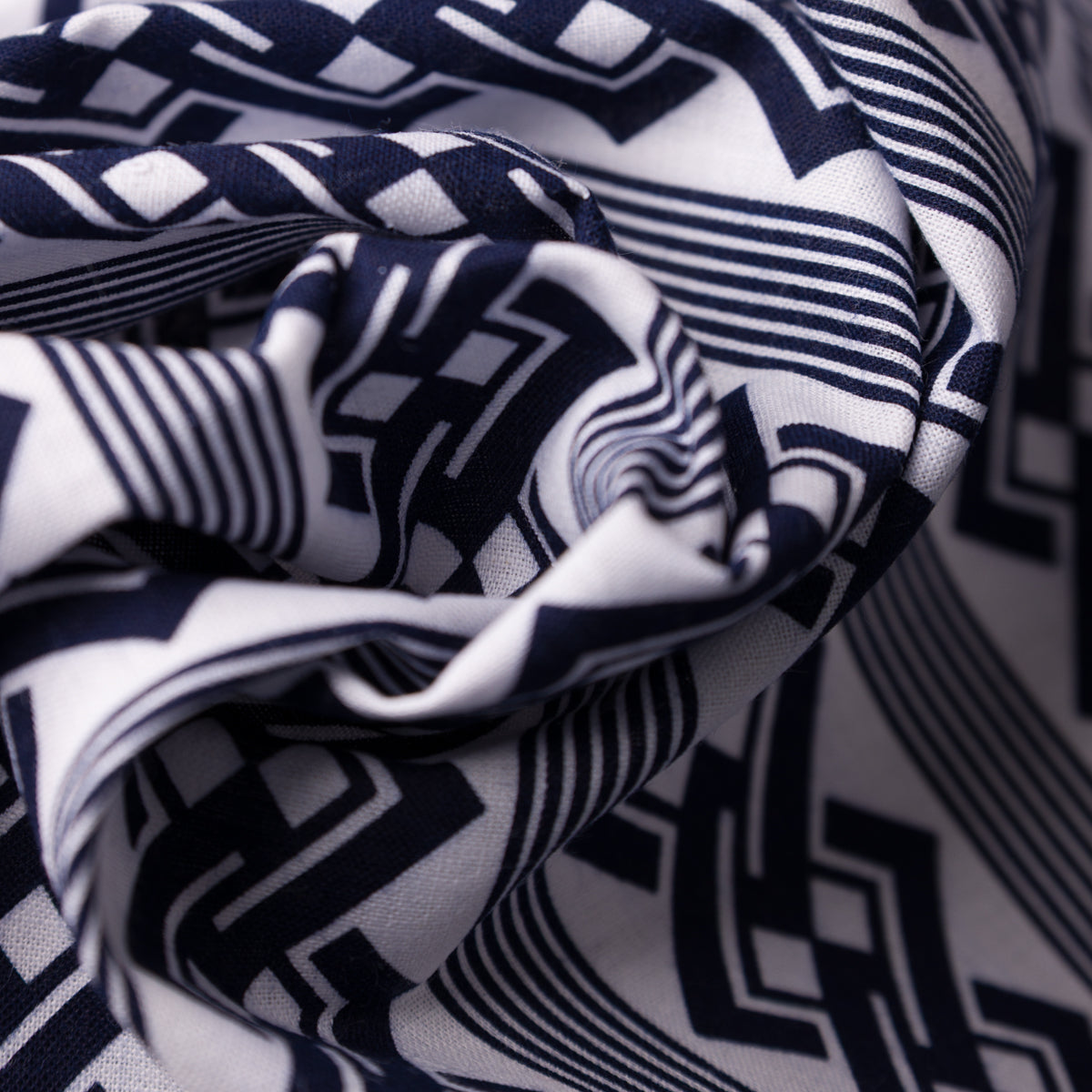Vintage Kimono Cotton Pocket Square - White / Navy