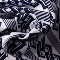 Vintage Kimono Cotton Pocket Square - White / Navy