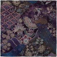 Vintage Kimono Silk Pocket Square - Eggplant