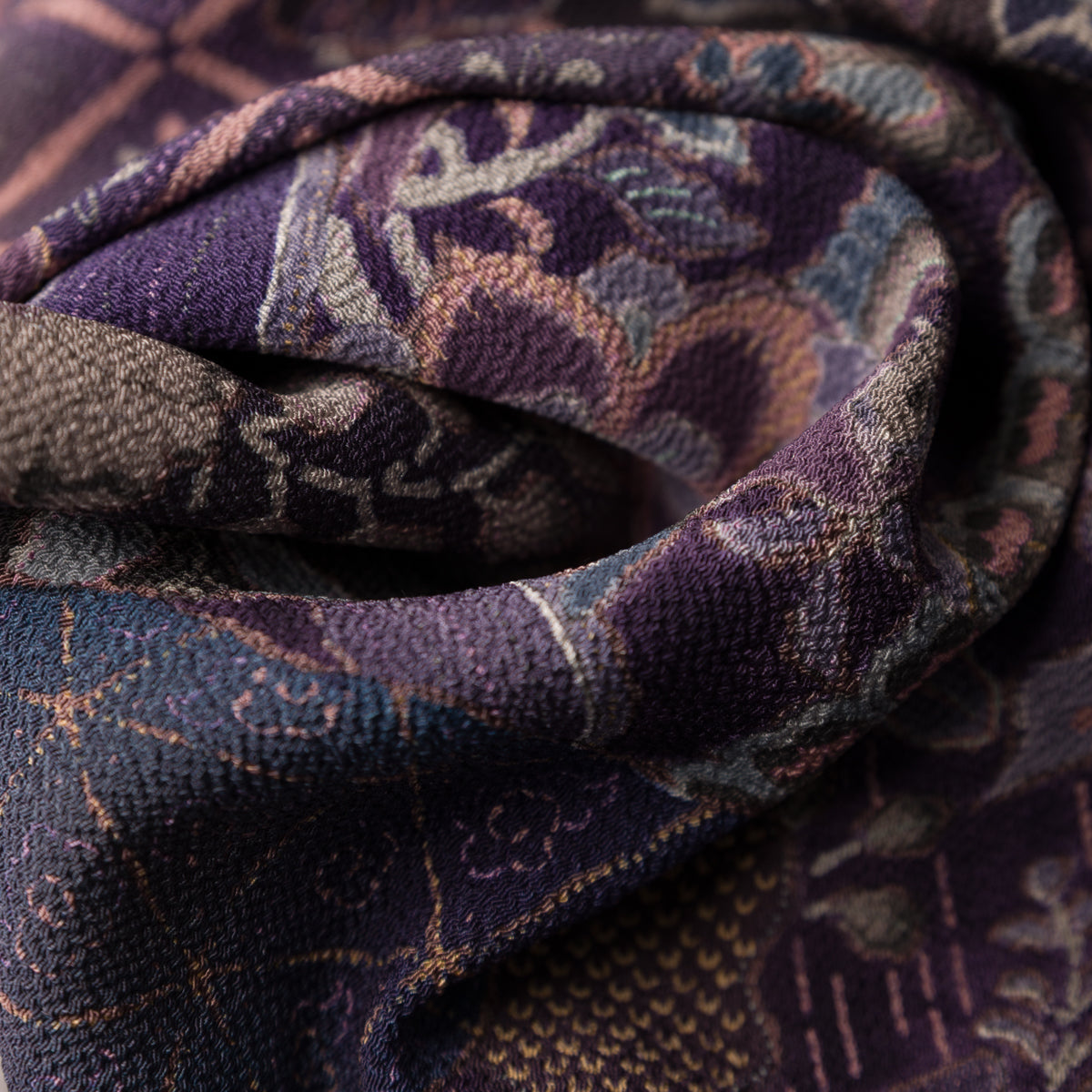 Vintage Kimono Silk Pocket Square - Eggplant