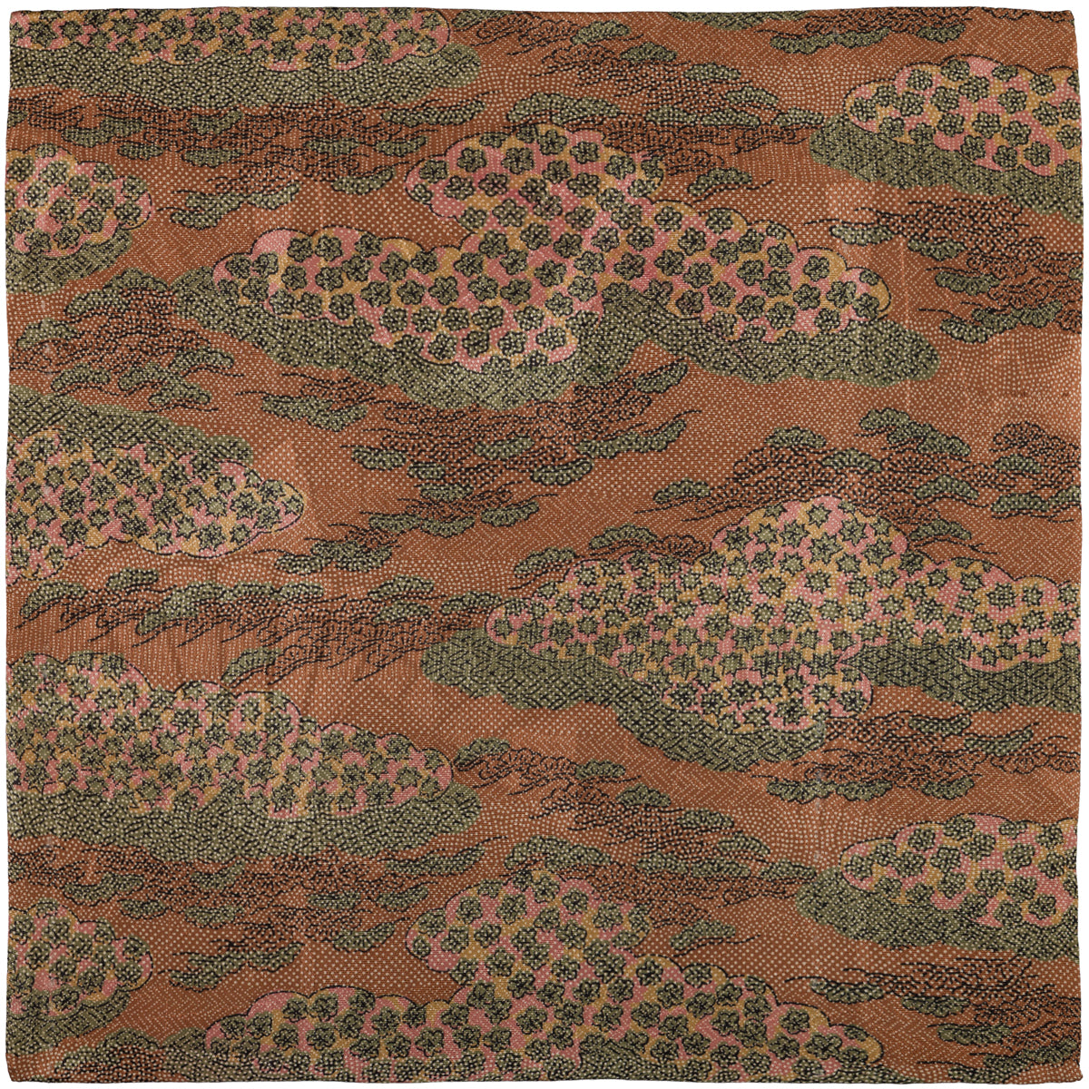 Vintage Kimono Silk Pocket Square - Beech