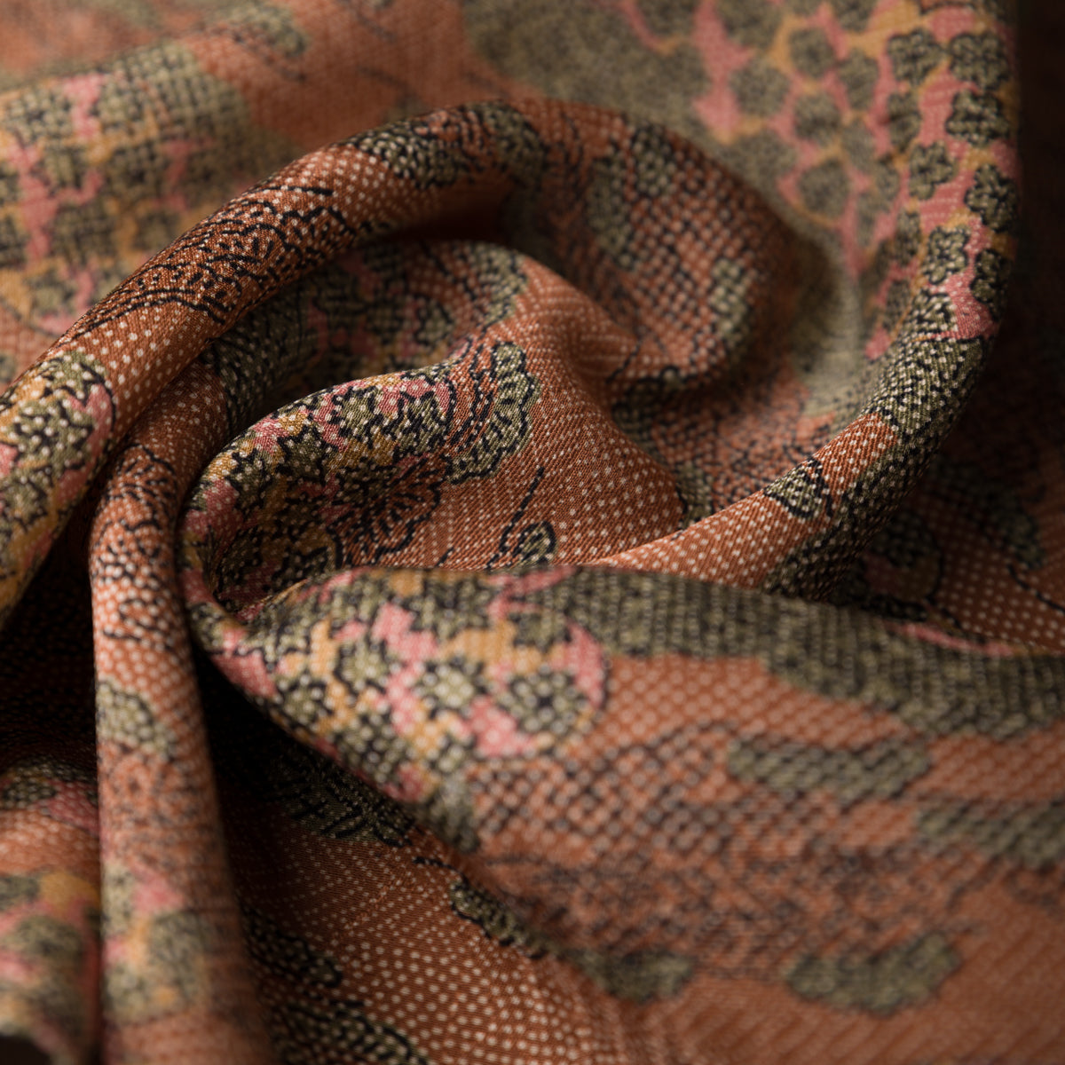 Vintage Kimono Silk Pocket Square - Beech