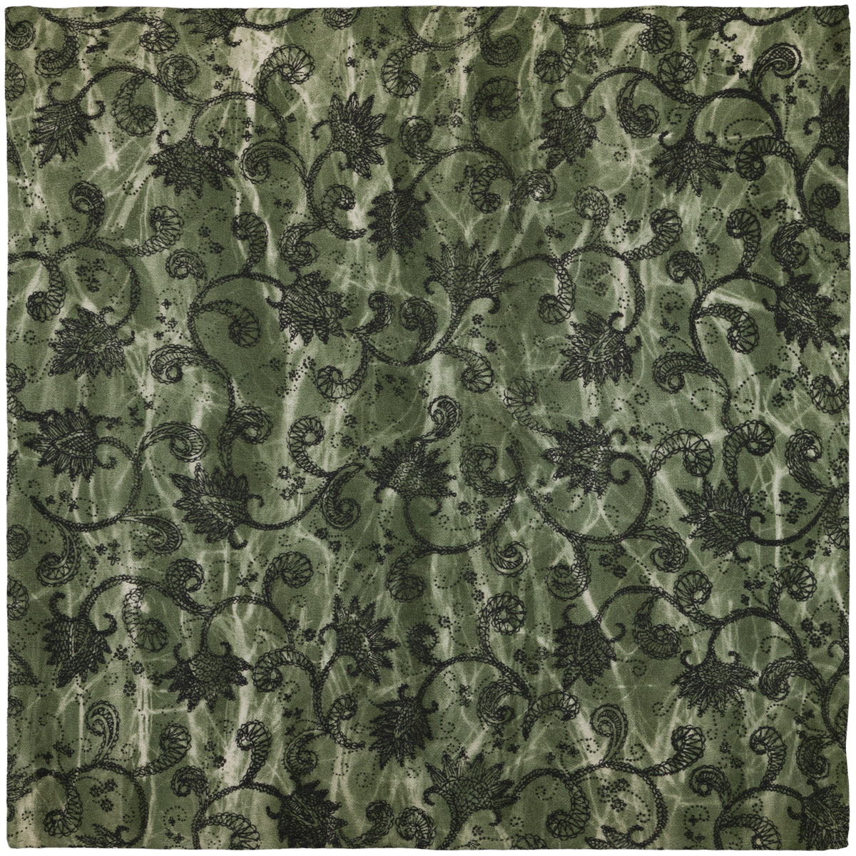Vintage Kimono Silk Pocket Square - Forest