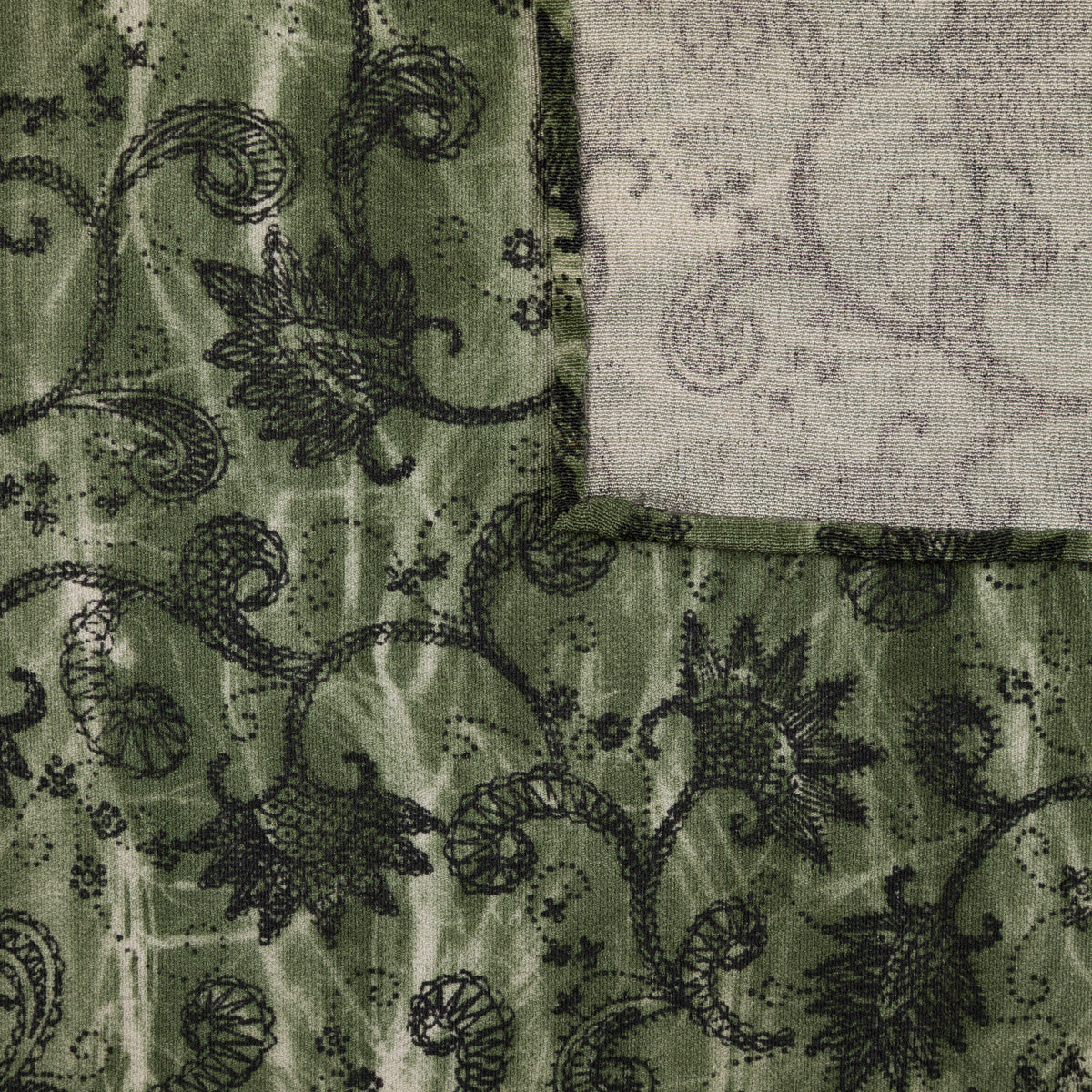 Vintage Kimono Silk Pocket Square - Forest