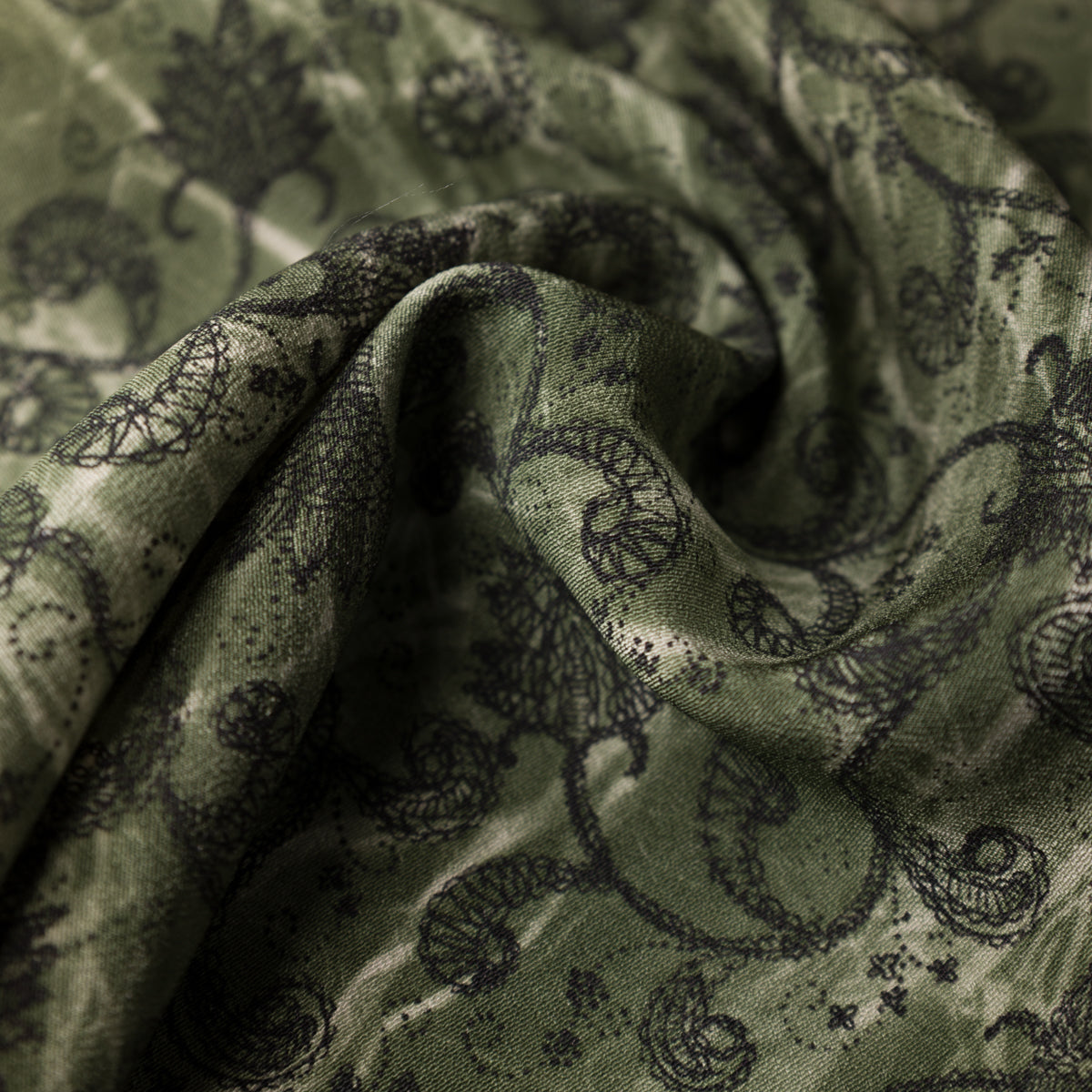 Vintage Kimono Silk Pocket Square - Forest