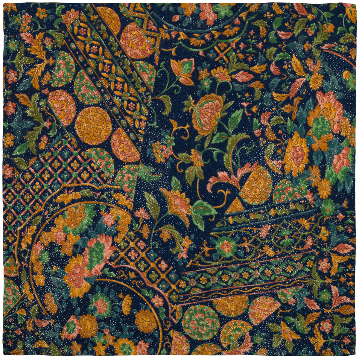 Vintage Kimono Silk Pocket Square - Navy