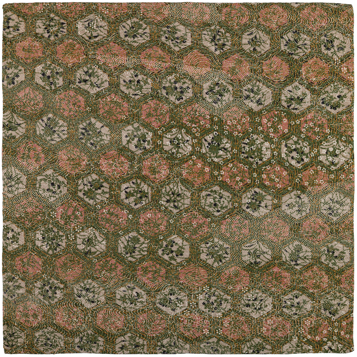 Vintage Kimono Silk Pocket Square - Olive