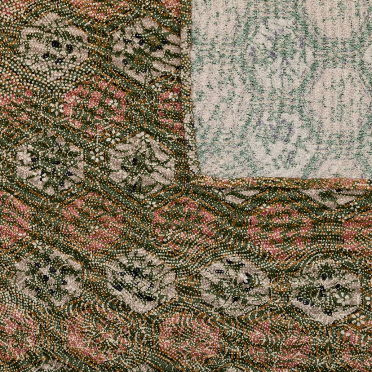 Vintage Kimono Silk Pocket Square - Olive