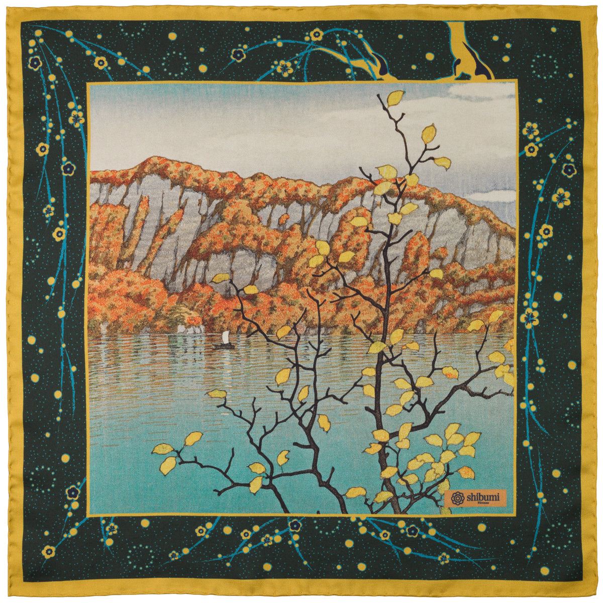 Ukiyo-e Silk Pocket Square - Towadako - 40x40cm