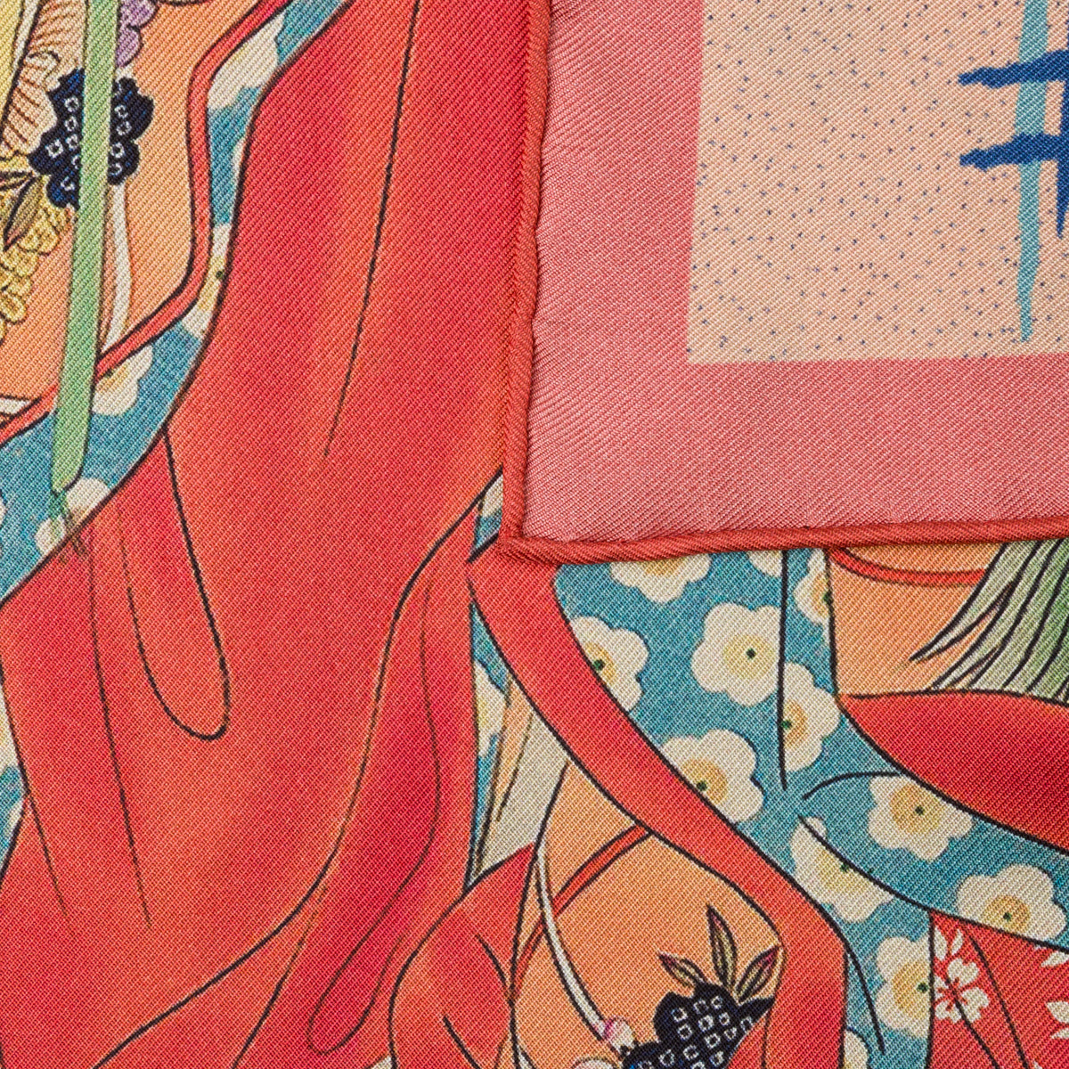 Ukiyo-e Silk Pocket Square - Hane no Kamuro - 40x40cm