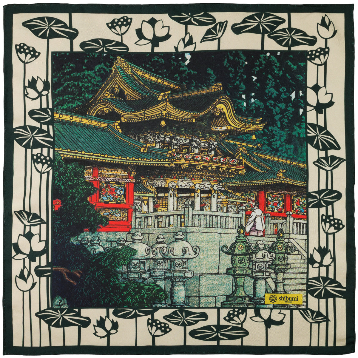 Ukiyo-e Silk Pocket Square - Yomeimon - 40x40cm