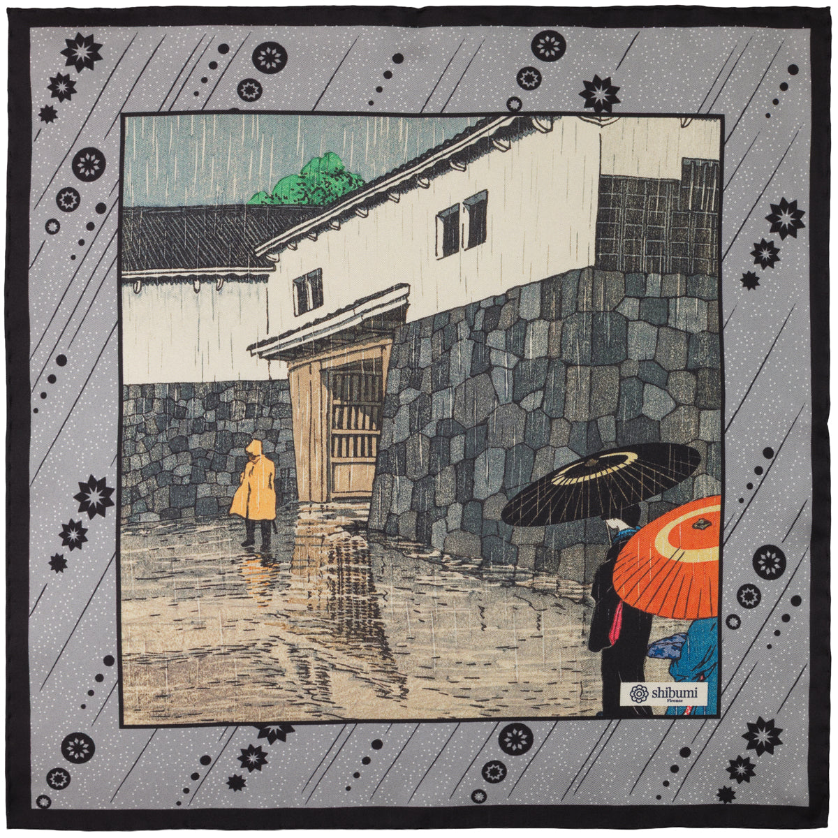 Ukiyo-e Silk Pocket Square - Uchiyamashita - 40x40cm
