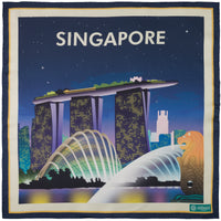 Singapore Travel Poster Silk Pocket Square - 40x40cm