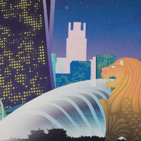 Singapore Travel Poster Silk Pocket Square - 40x40cm