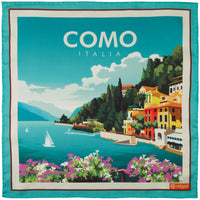 Como Travel Poster Silk Pocket Square - 40x40cm