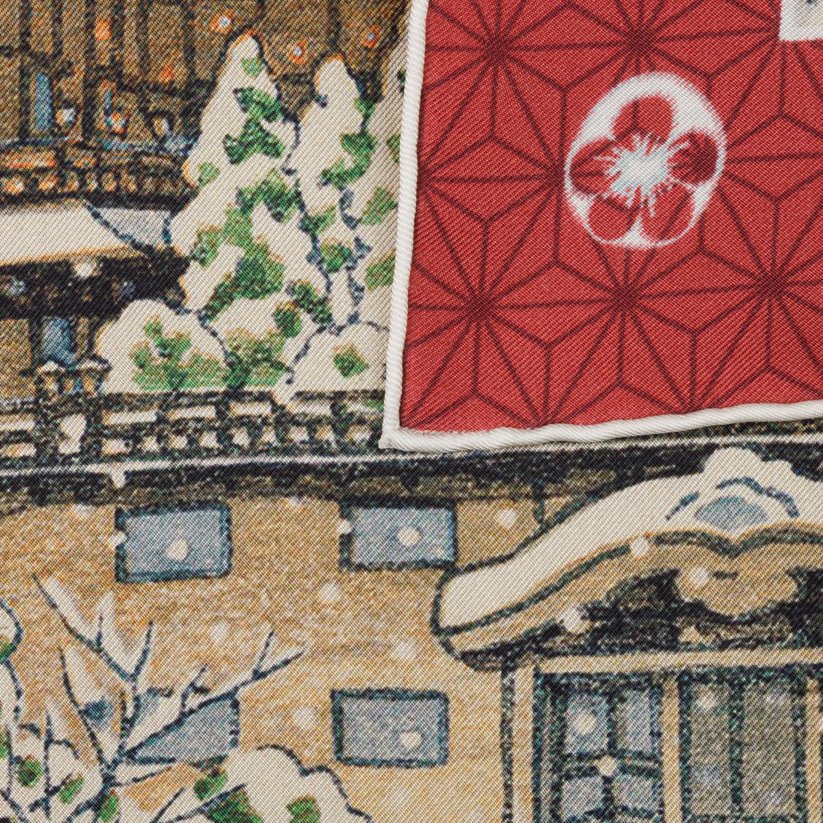 Ukiyo-e Silk Pocket Square - Fujiya - 40x40cm