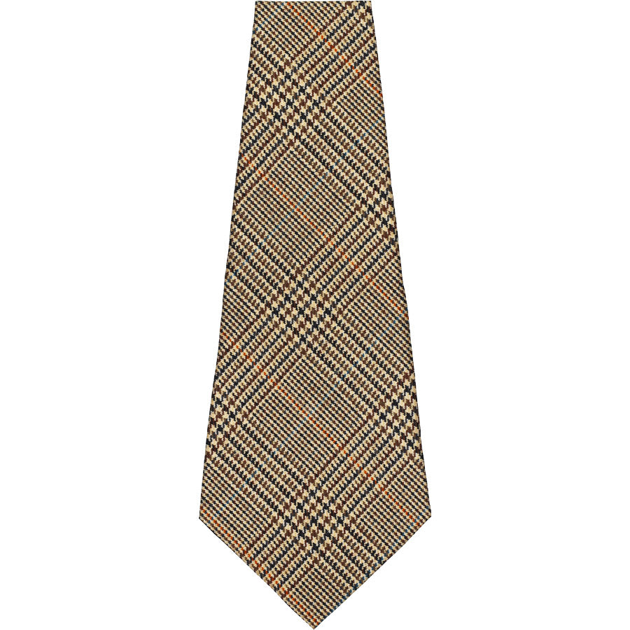 Abraham Moon Checked Bespoke Wool Tie - Brown