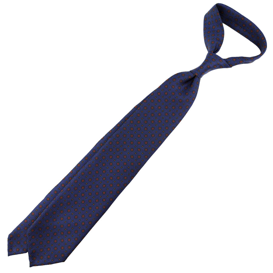 Ancient Madder Silk Tie - Navy - Hand-Rolled