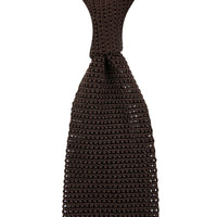 V-Point Knit Tie - Chocolate - Silk