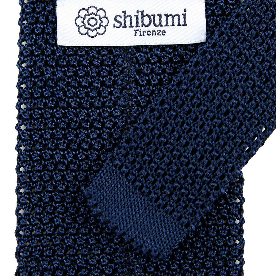 V-Point Knit Tie - Navy - Silk