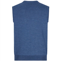 Merino Wool Sleeveless Cardigan - Denim