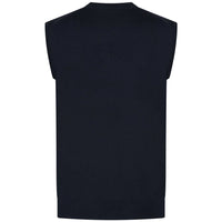 Merino Wool Sleeveless Cardigan - Navy