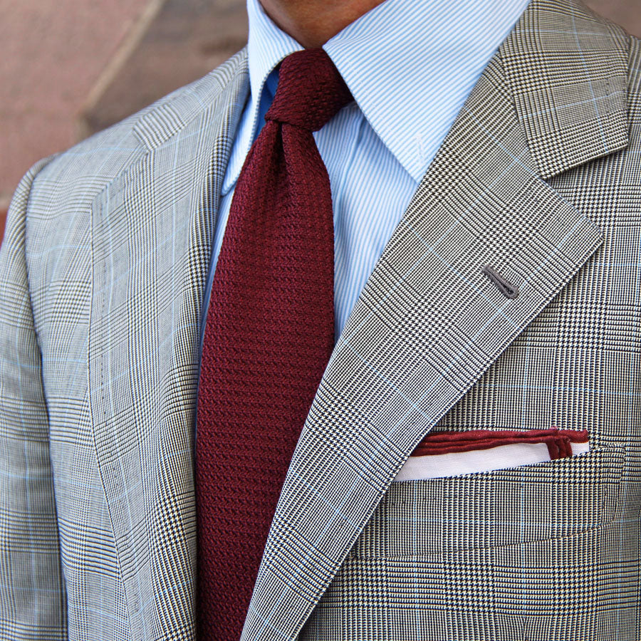 Grenadine / Garza Grossa Tie - Cherry - Hand-Rolled