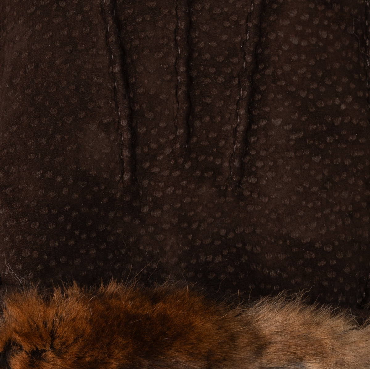 Capybara Gloves With Rabbit Fur Lining - Dark Brown