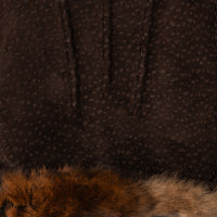 Capybara Gloves With Rabbit Fur Lining - Dark Brown