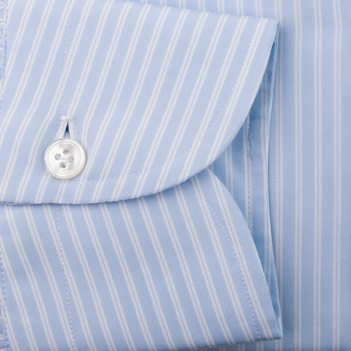Poplin Semi Spread Shirt - Light Blue - Reverse Stripe