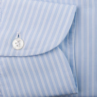 Poplin Semi Spread Shirt - Light Blue - Reverse Stripe