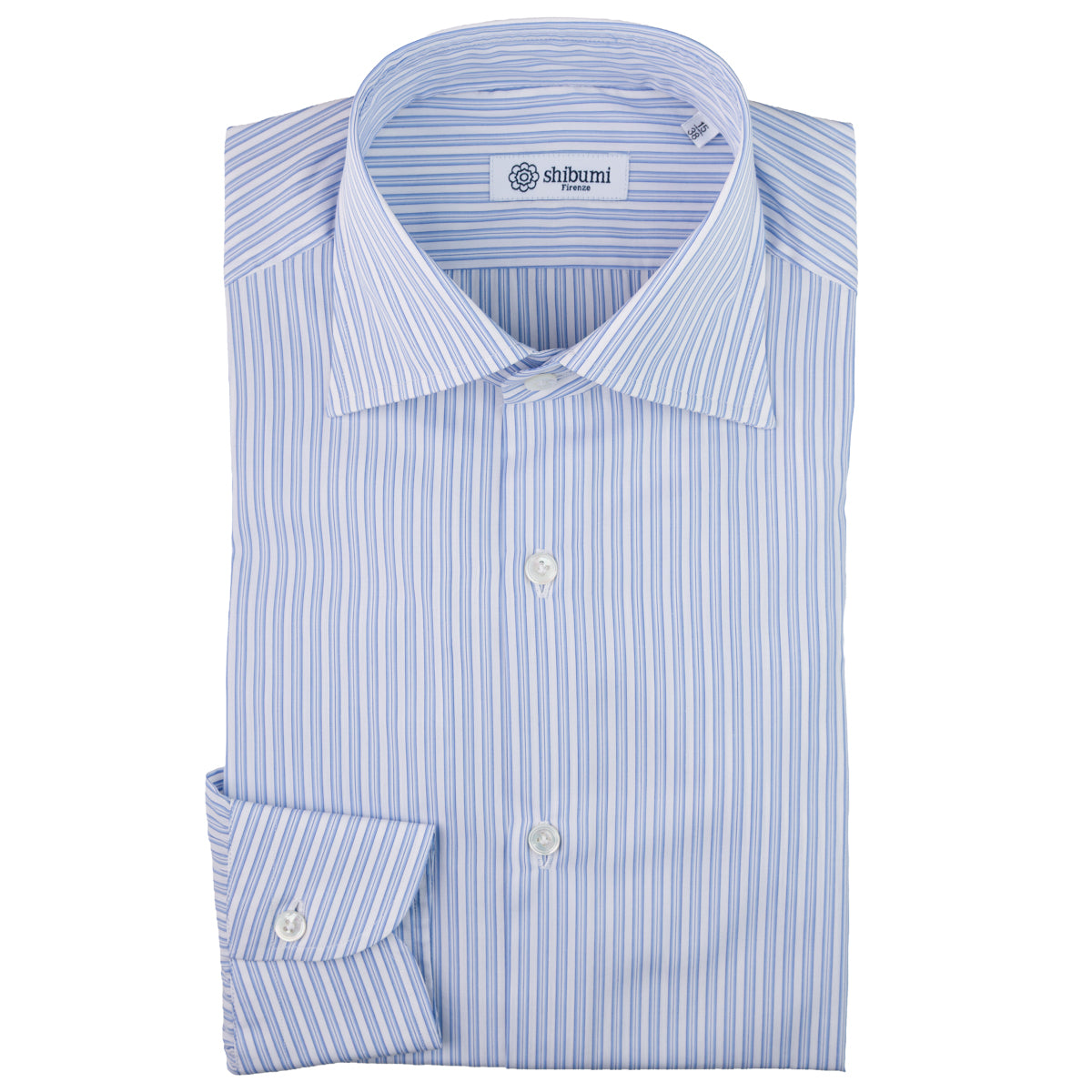 Poplin Semi Spread Shirt - Light Blue - Ticking Stripe