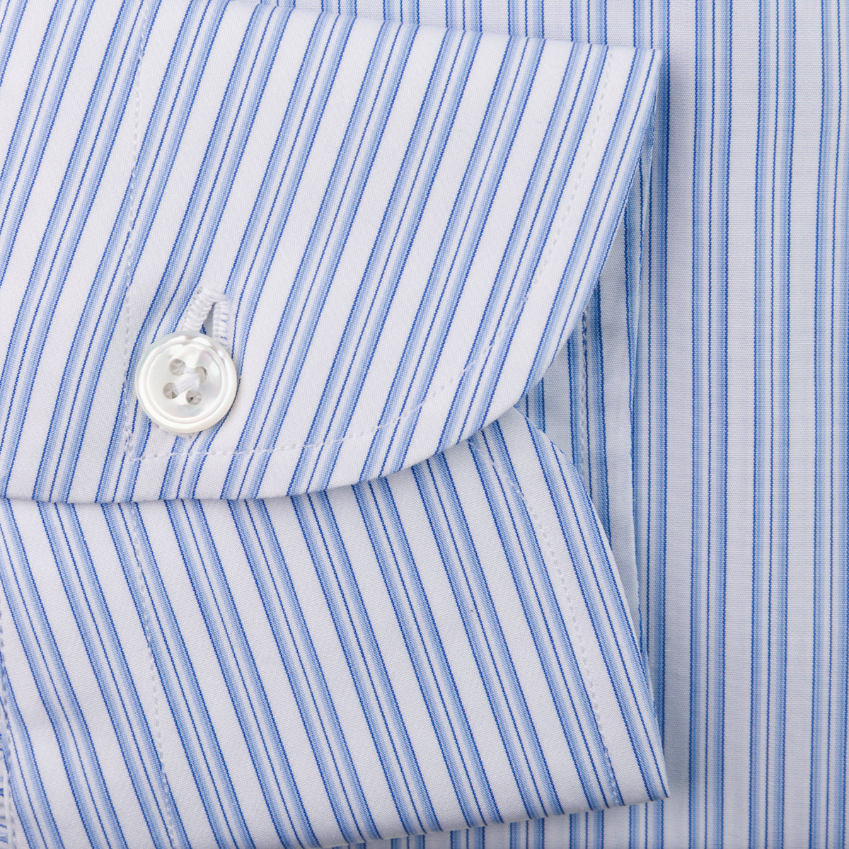 Poplin Semi Spread Shirt - Light Blue - Ticking Stripe
