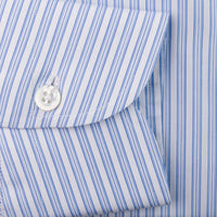 Poplin Semi Spread Shirt - Light Blue - Ticking Stripe