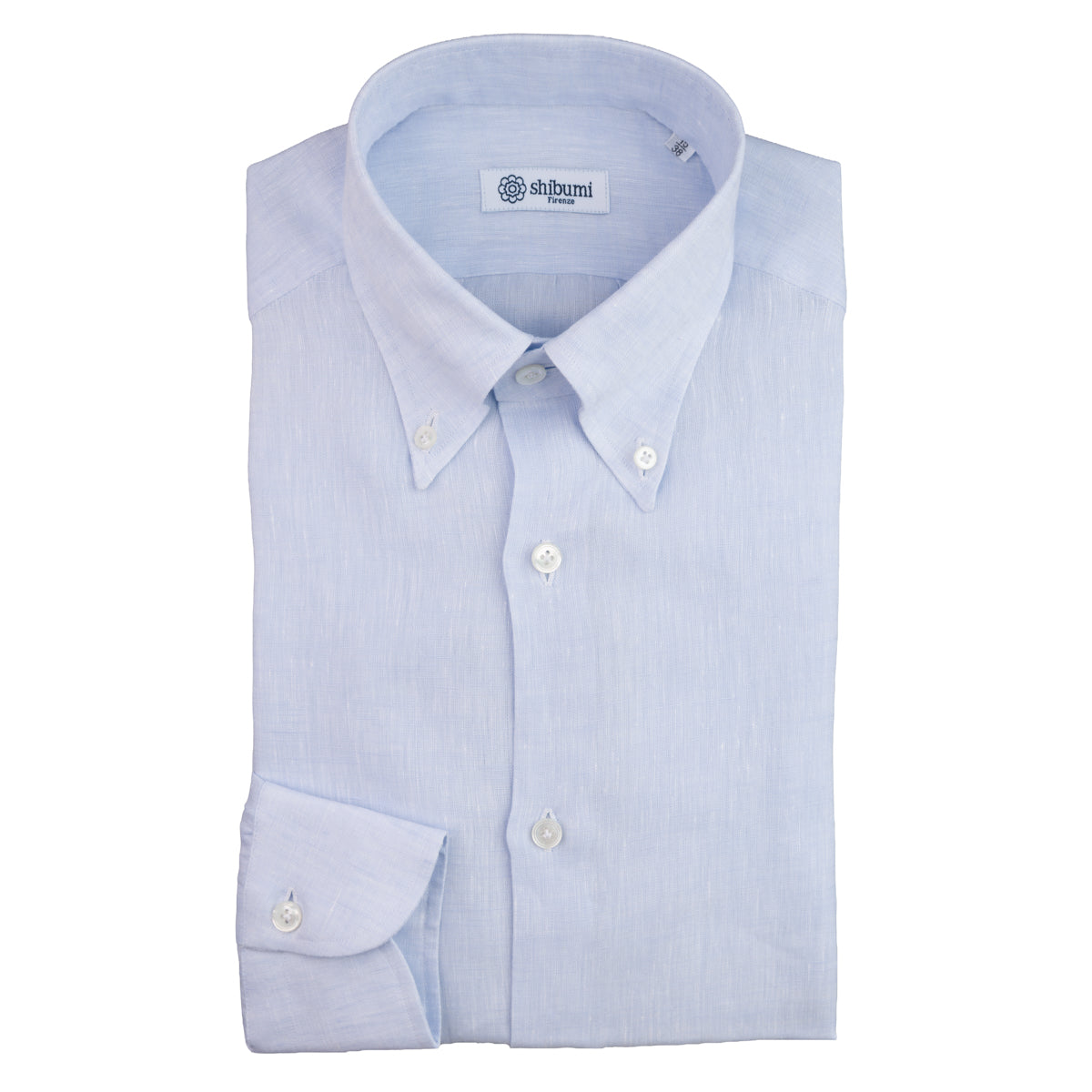 Linen Button Down Shirt - Light Blue - Plain