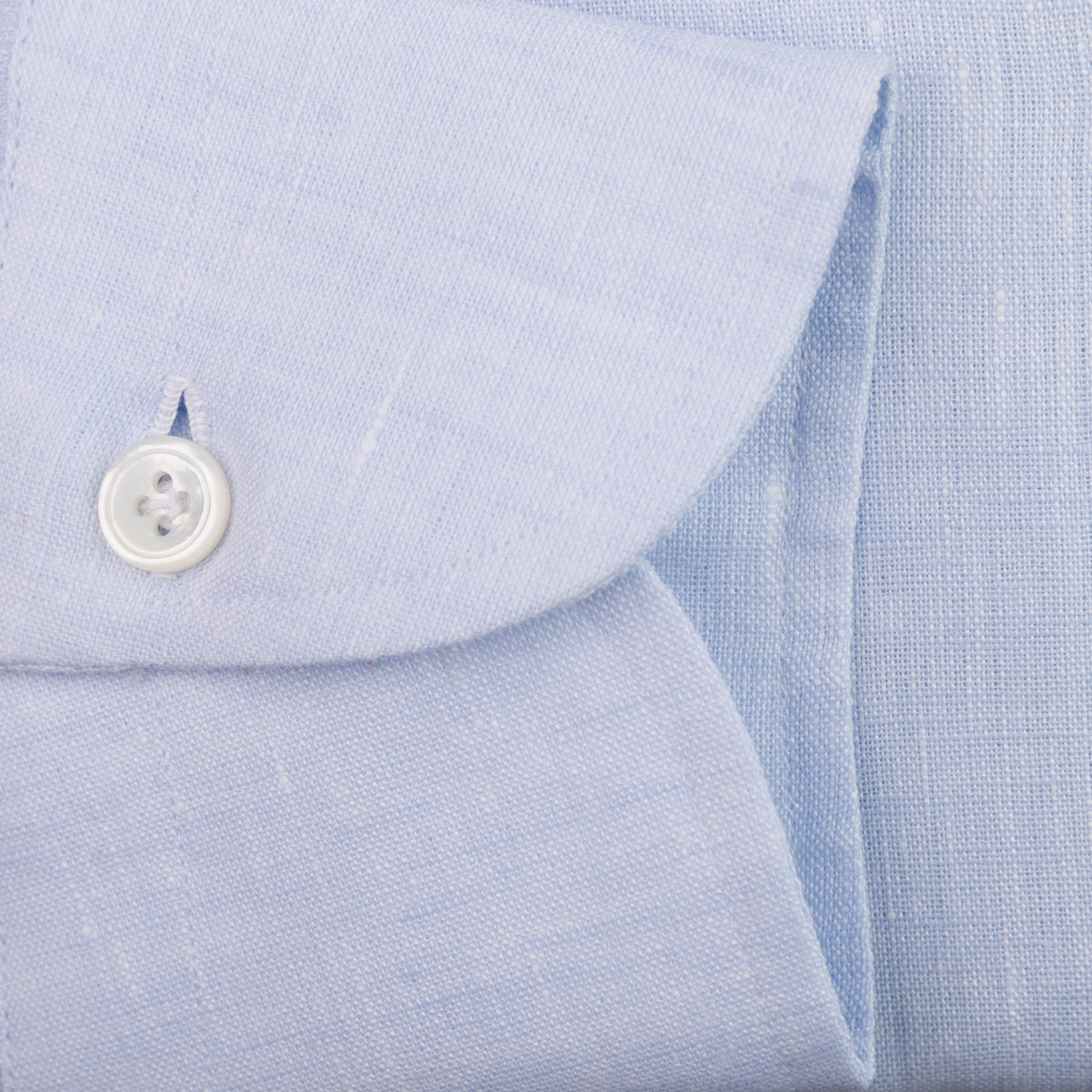 Linen Button Down Shirt - Light Blue - Plain
