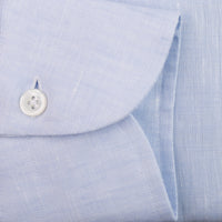 Linen Button Down Shirt - Light Blue - Plain