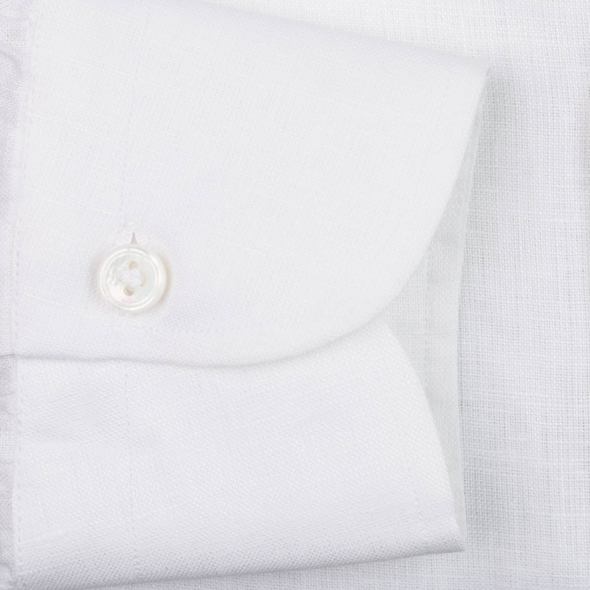 Linen Semi Spread Shirt - White - Plain
