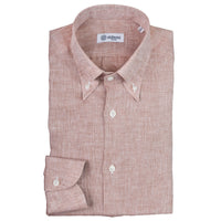 Linen Button Down Shirt - Beige - Plain