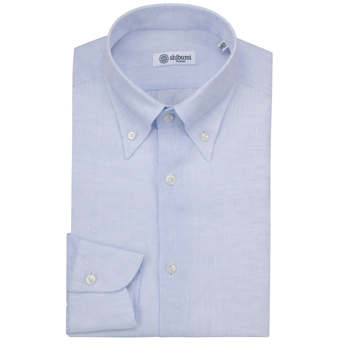 Linen Button Down Shirt - Light Blue - Plain
