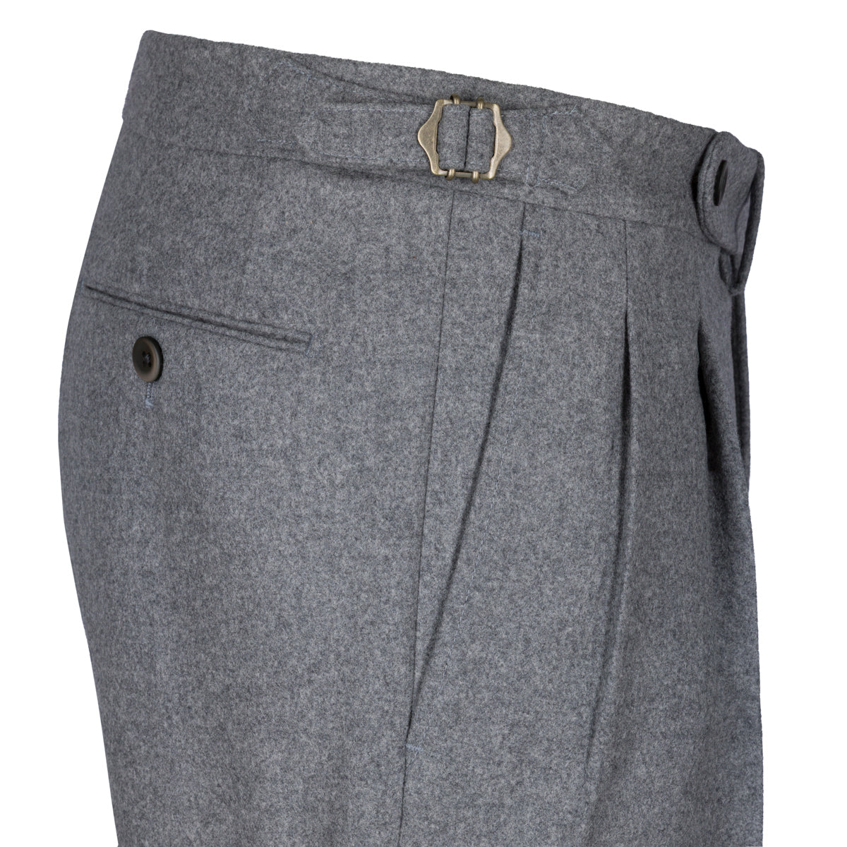 Worsted Flannel Wool Trousers - Light Grey